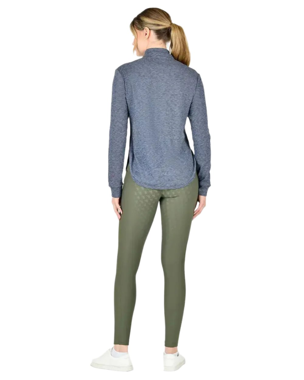 Navy Iris Coloured WeatherBeeta London Layer Long Sleeve Top On A white Background
