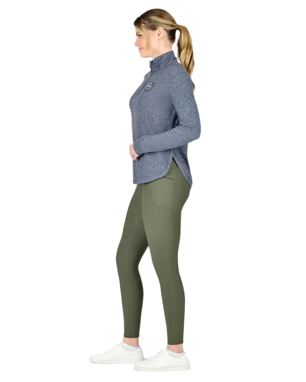 Navy Iris Coloured WeatherBeeta London Layer Long Sleeve Top On A white Background