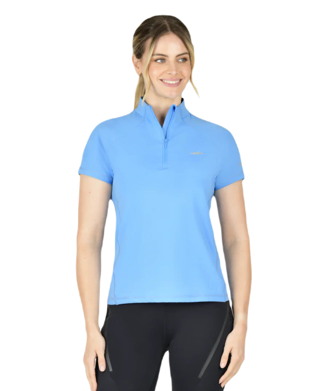 Coastal Blue Coloured WeatherBeeta Prime Short Sleeve Top On A White Background