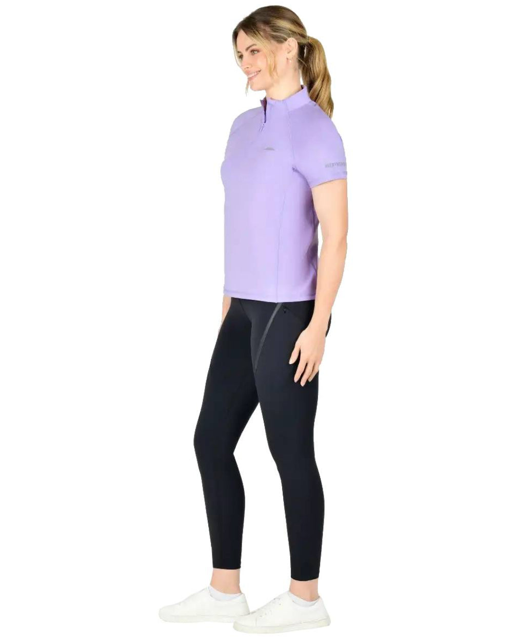 Mauve Coloured WeatherBeeta Prime Short Sleeve Top On A White Background