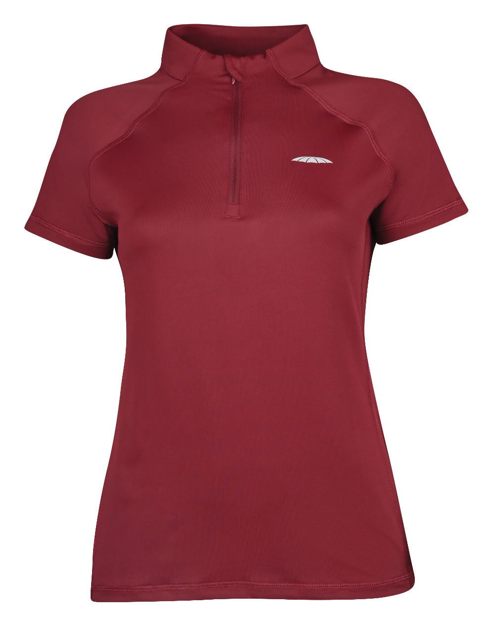 Maroon Coloured WeatherBeeta Prime Short Sleeve Top On A White Background