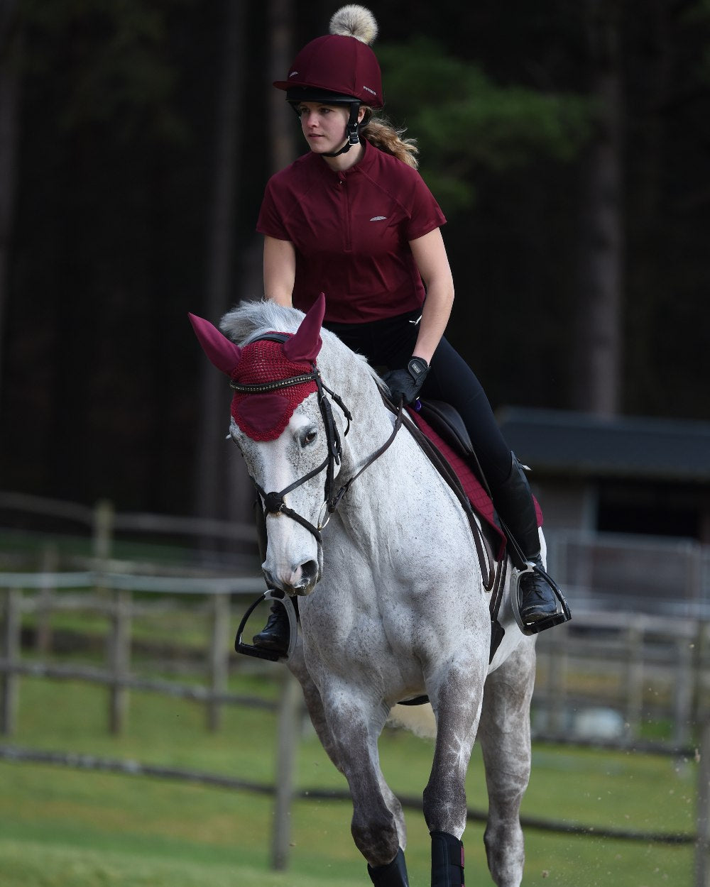 Maroon Coloured WeatherBeeta Prime Short Sleeve Top On A Arena Background 