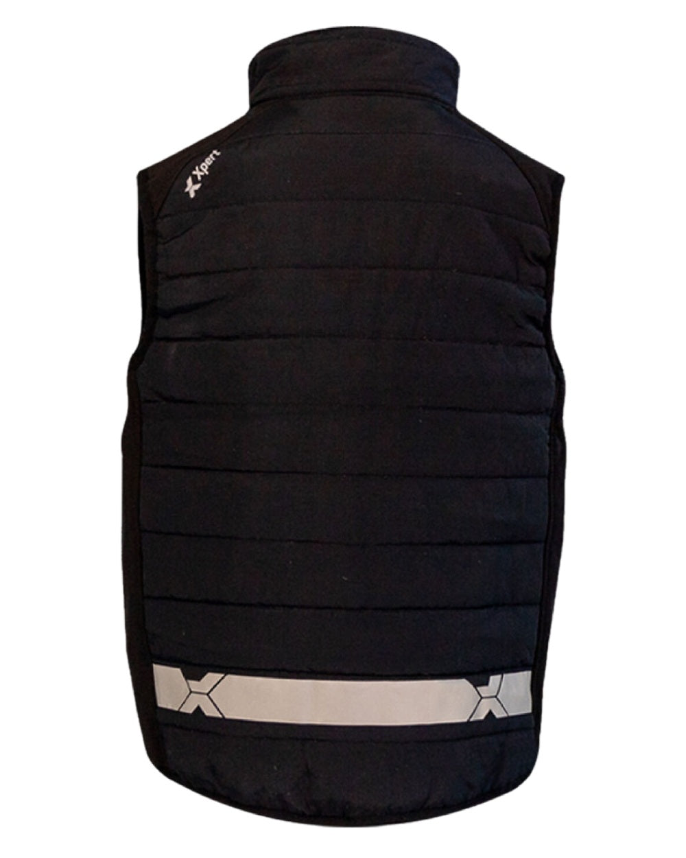 Black Coloured Xpert Childrens Pro Rip-Stop Panelled Bodywarmer on White Background