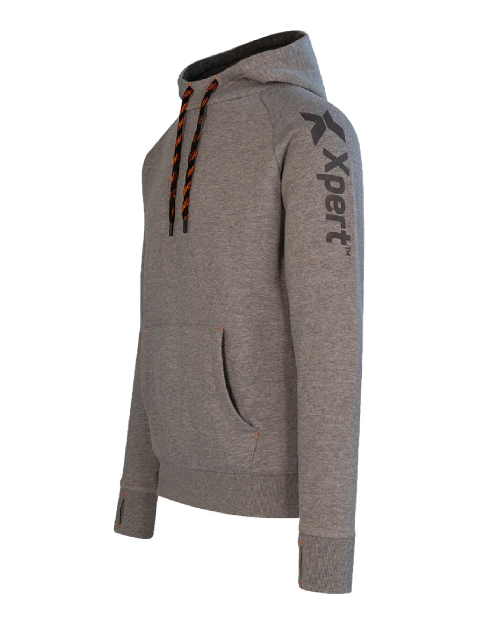 Grey Marl Coloured pert Mens Pro Pullover Hoodieon White Background