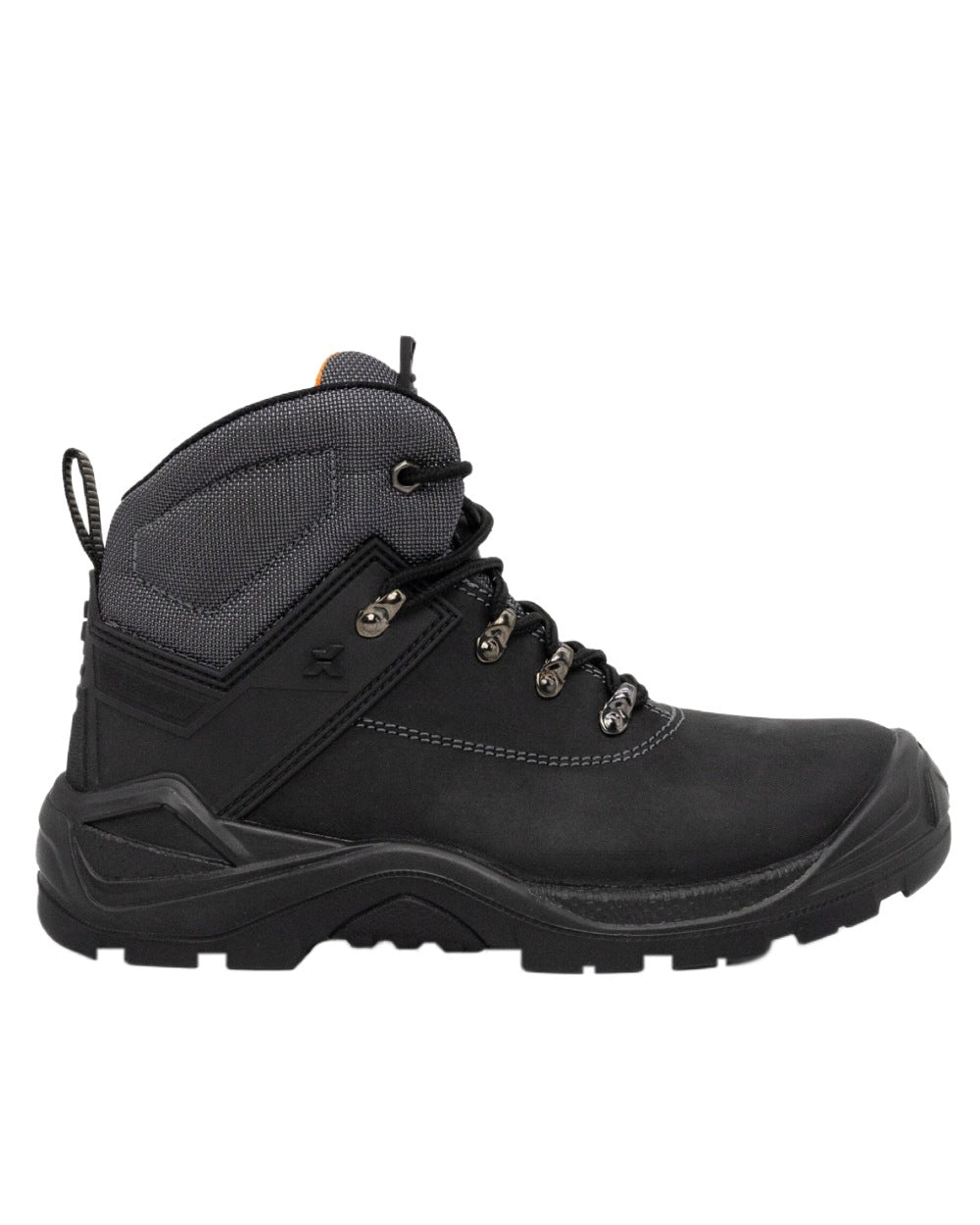 Black Coloured Xpert Mens Warrior Safety Laced Boots on White Background