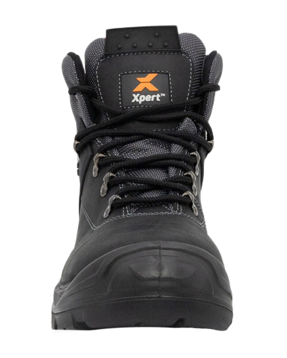 Black Coloured Xpert Mens Warrior Safety Laced Boots on White Background