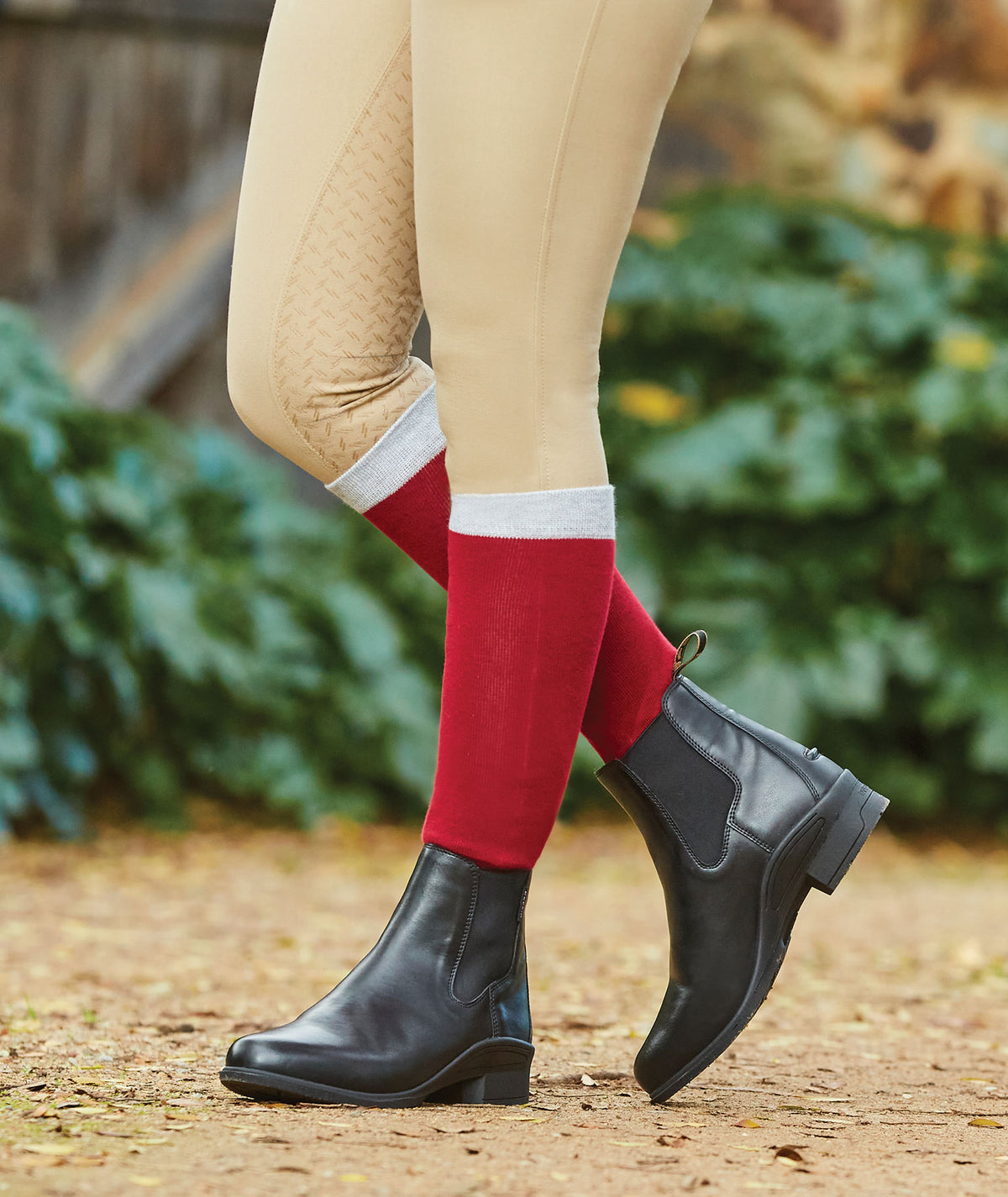 Black with red socks