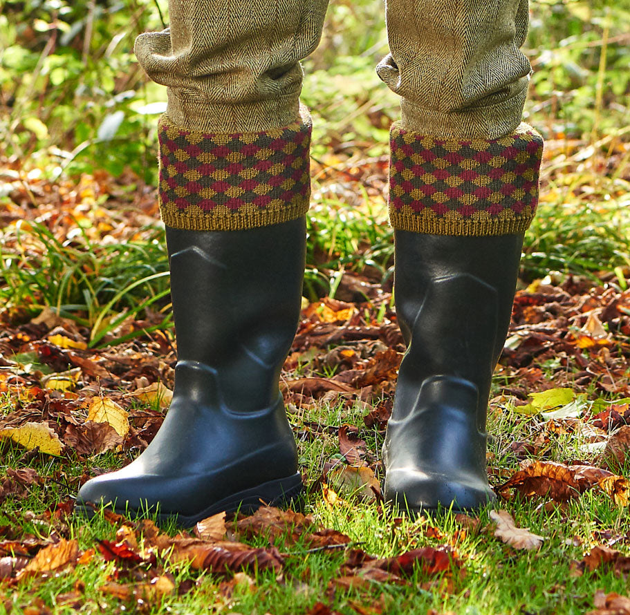 Fold over tops HJ Hall Hadleigh Merino Shooting Sock | Harlequin Top