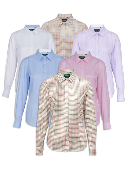 Alan Paine Bromford Ladies Shirt | Red Check, Brown Check, Pink Check, White, Pale Bleu 