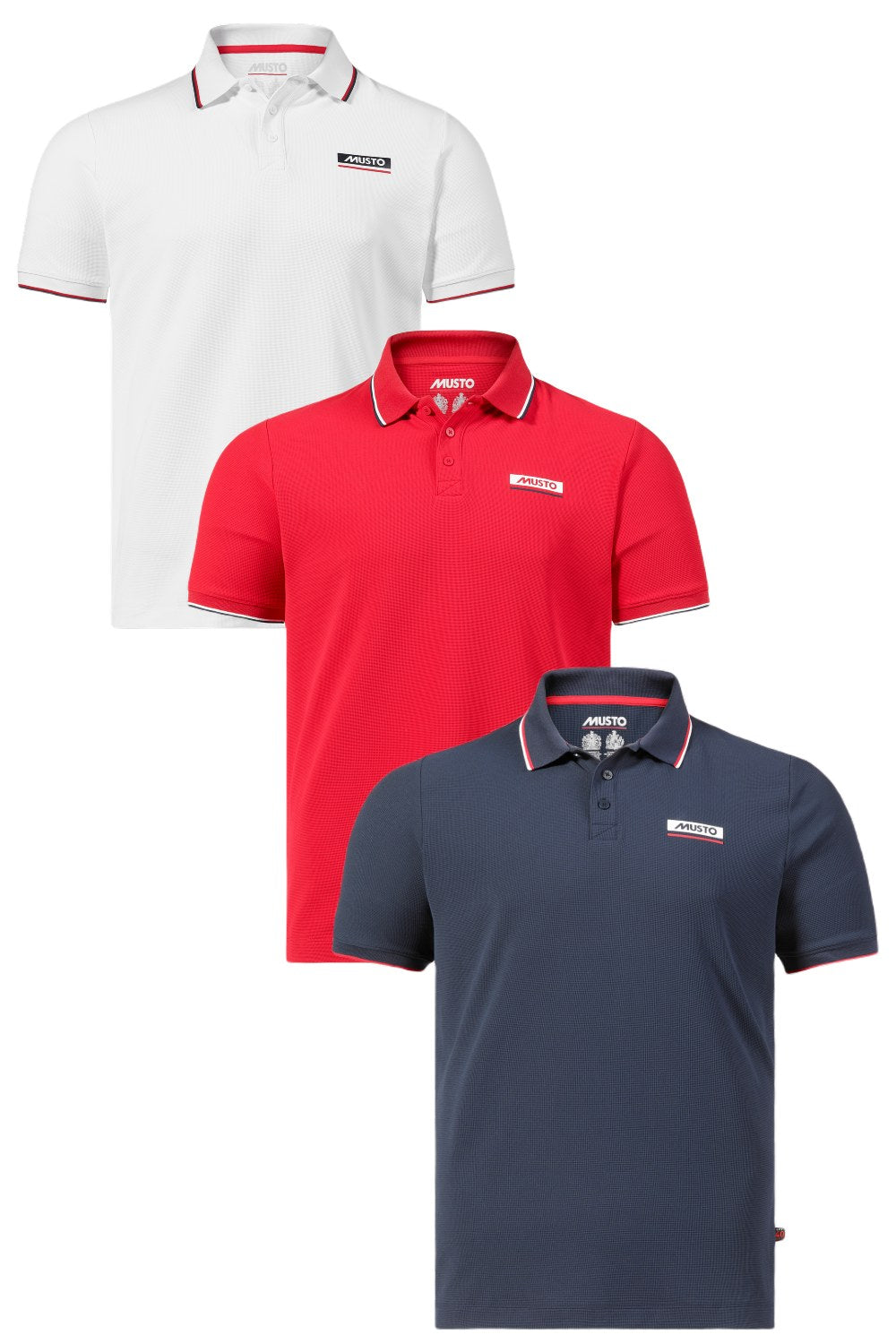 Musto Corsica Polo 2.0 in White, True Red, Navy
