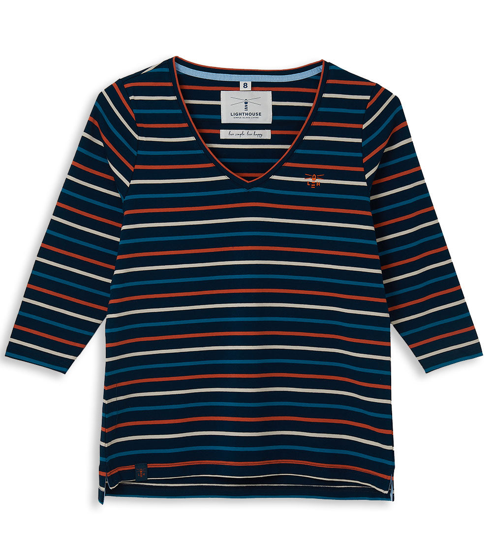 Burnt orange stripe Lighthouse Ariana Ladies Top