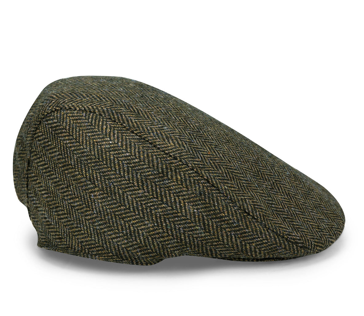 Green Hoggs of Fife Herringbone Waterproof Tweed Flat Cap 