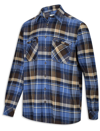 Blue Brown Check Quality Countrysport Flannel Shirt by Hoggs of Fife 