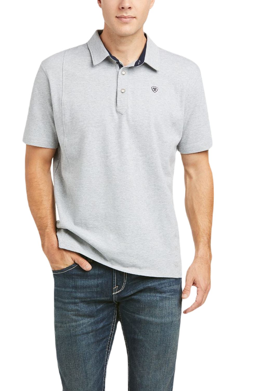 Ariat Medal Polo Shirt In Heather Grey