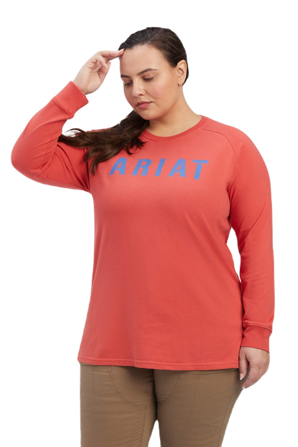 Ariat Rebar Ladies CottonStrong Block T-Shirt in Baked Apple/True Navy