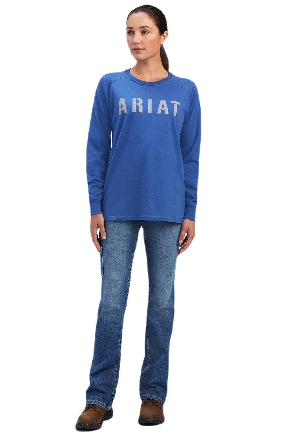 Ariat Rebar Ladies CottonStrong Block T-Shirt in True Navy/Alloy