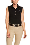 Ariat Women's Prix 2.0 Sleeveless Polo Shirt In Black #colour_black