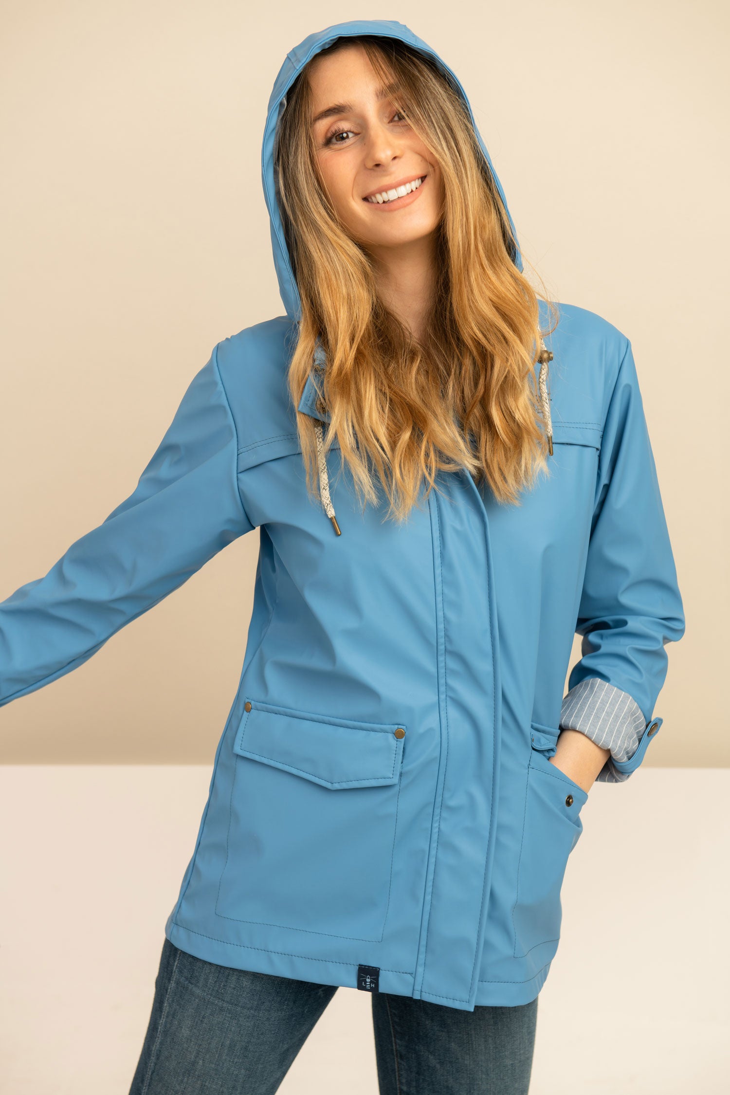 Marine Blue Lighthouse Bowline Short Rubberised Jacket