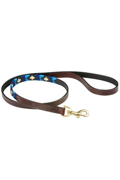 WeatherBeeta Polo Leather Dog Lead in Cowdray Brown/Blue/Blue