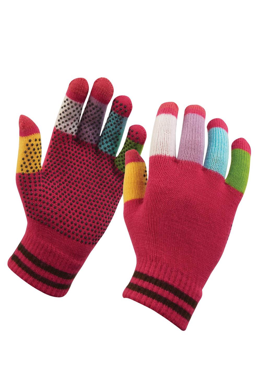 Dublin Childrens Magic Pimple Grip Riding Gloves | Six Colours In Pink Multi