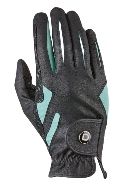 Dublin Cool-It Gel Riding Gloves In Black/Teal Front 