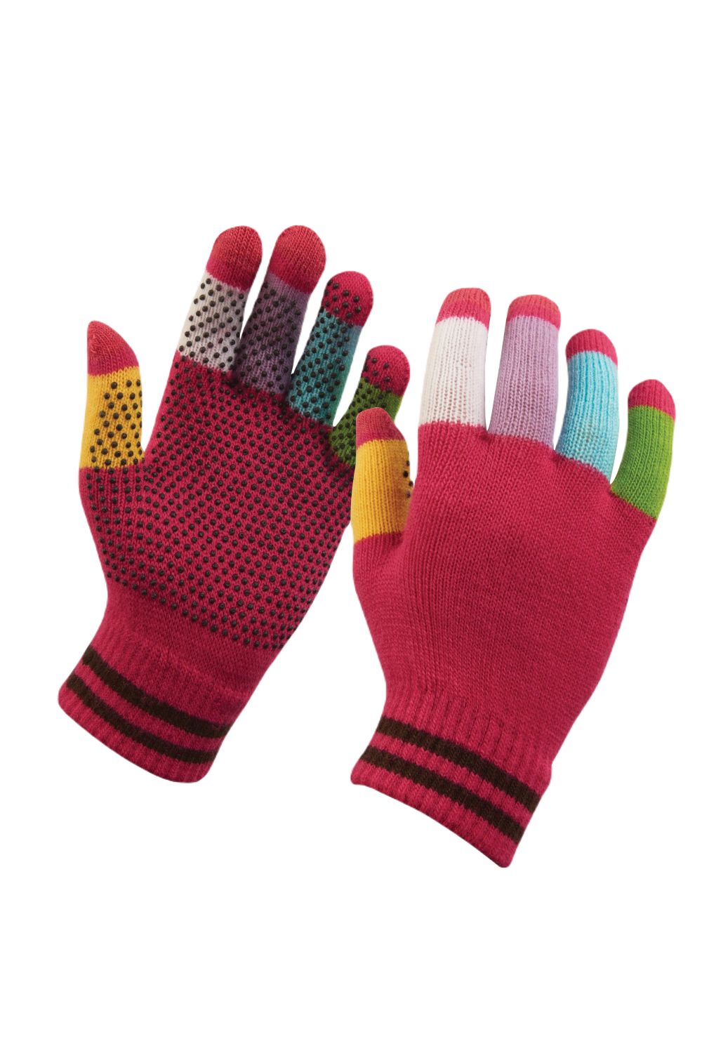 Dublin Magic Pimple Grip Riding Gloves In Pink Multi