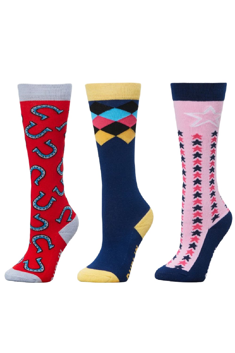 Dublin Childrens Three Pack Socks in Coral Horseshoes 