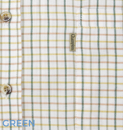 green gold brown tattersall check 