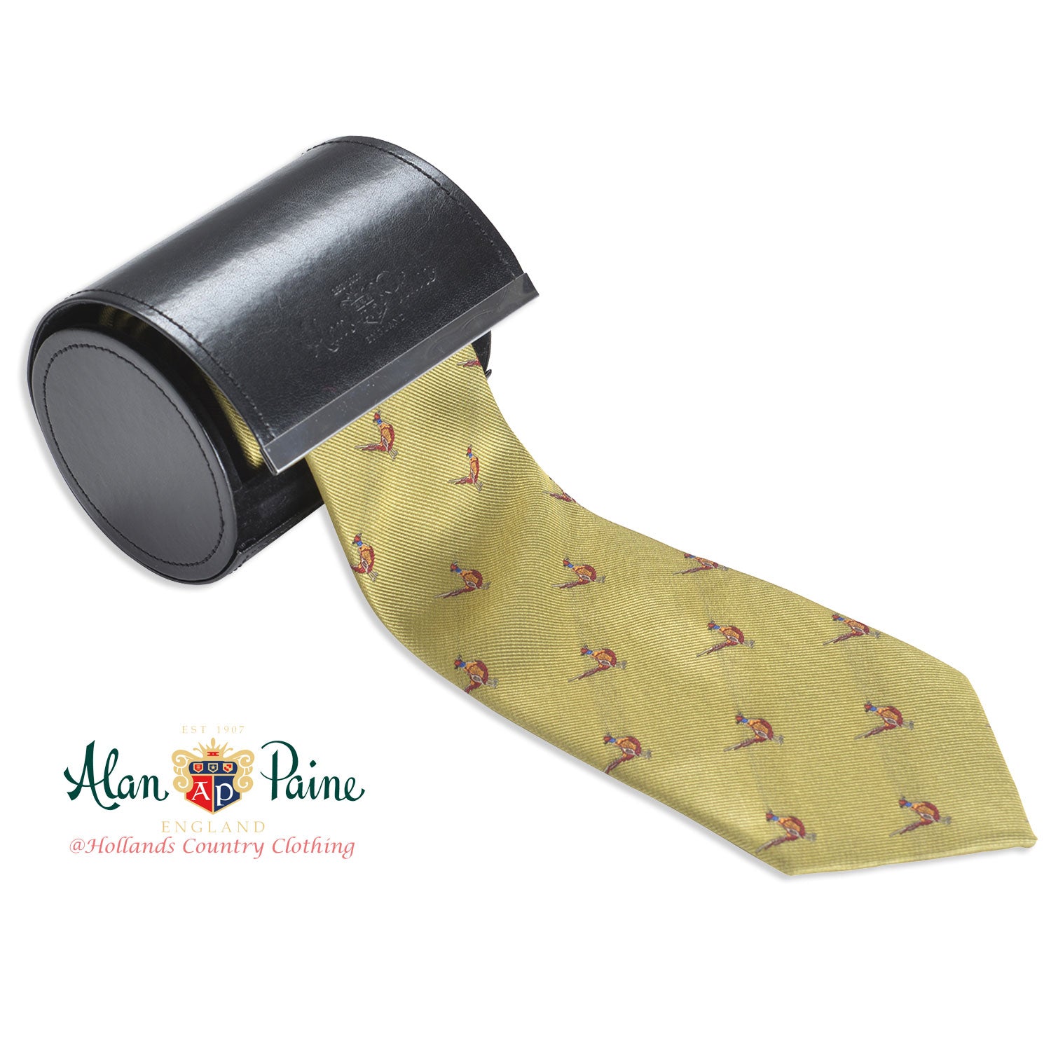 gold Alan Paine Ripon Silk Tie | Standing Pheasant