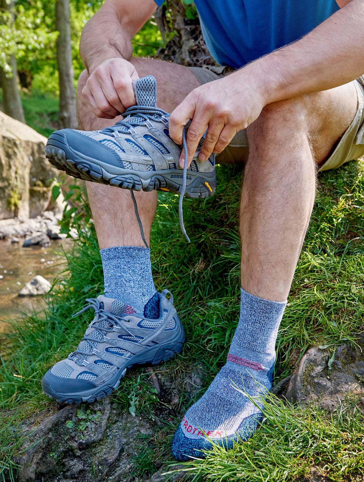 hiking boots and Protrek Coolmax Warm Weather Hiking Sock