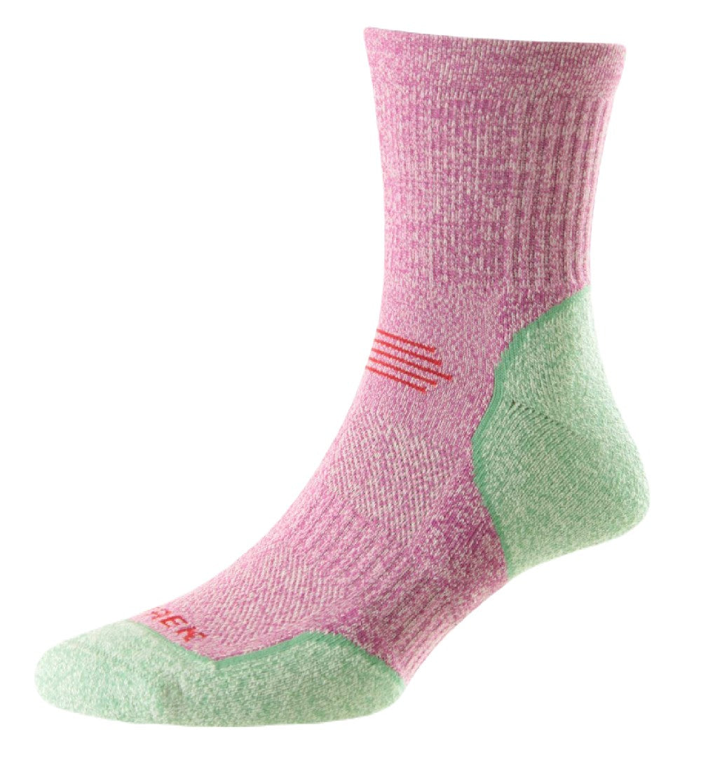 HJ Hall ProTrek Light Hike Sock in Pink Marl/Mint