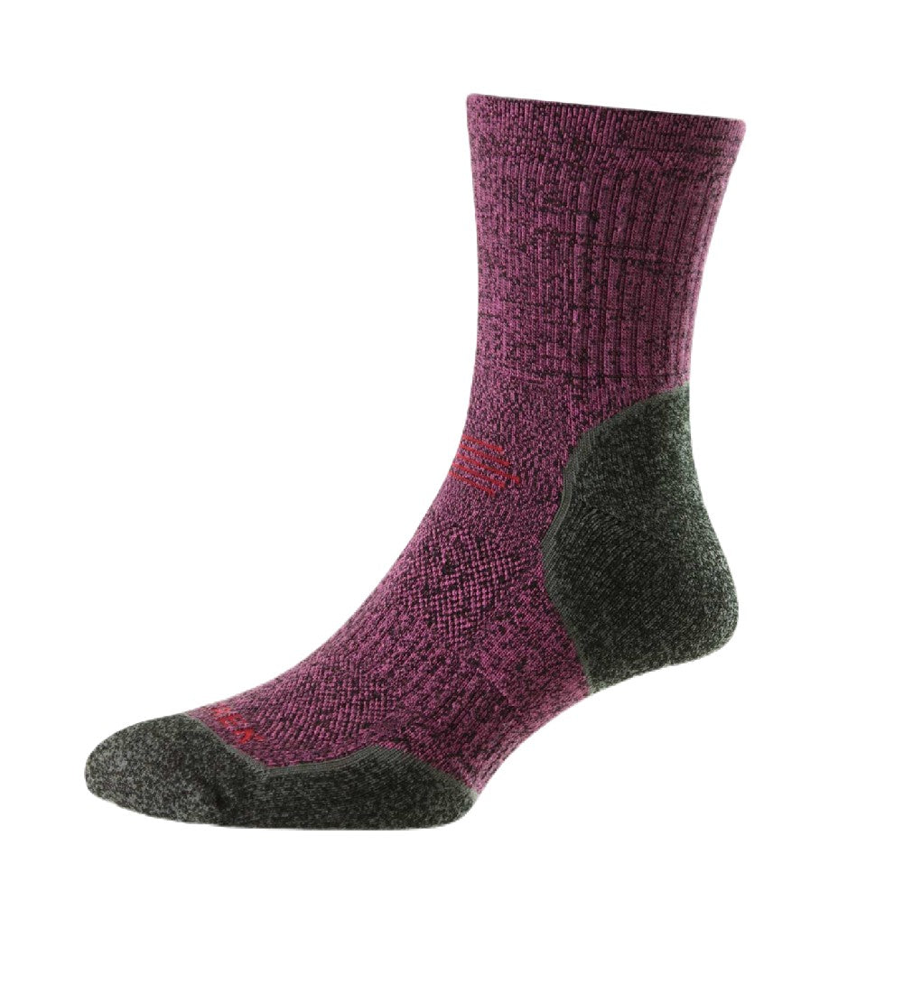 HJ Hall ProTrek Light Hike Sock in Raspberry Marl/Grey
