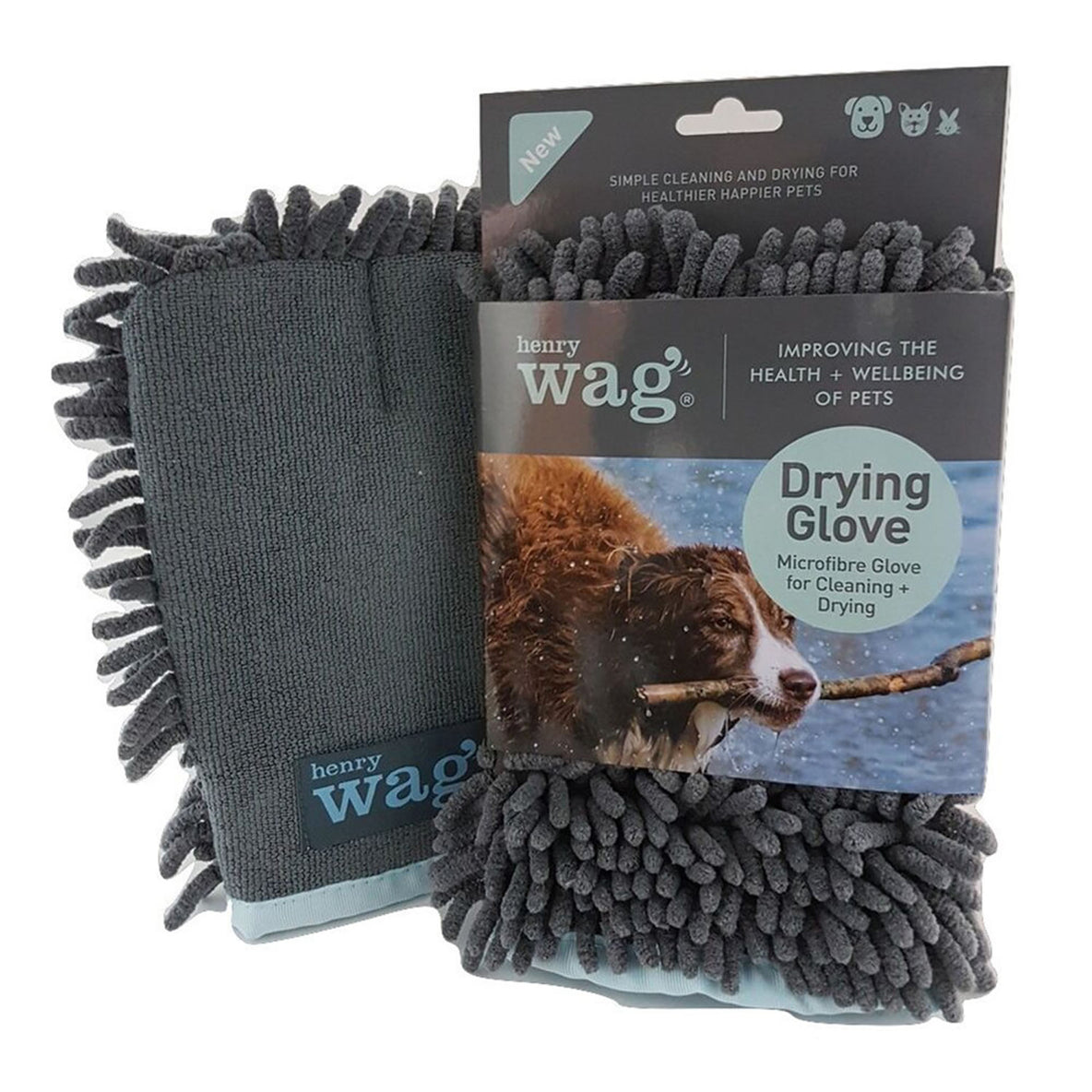 Henry Wag Microfibre Cleaning Glove in Grey/Blue