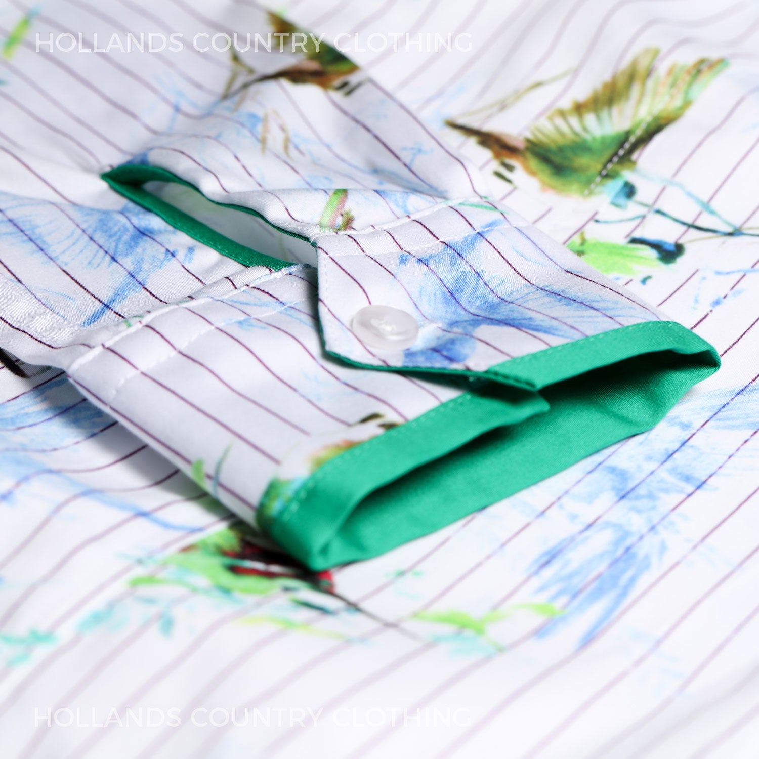 Cuff detail with green piping