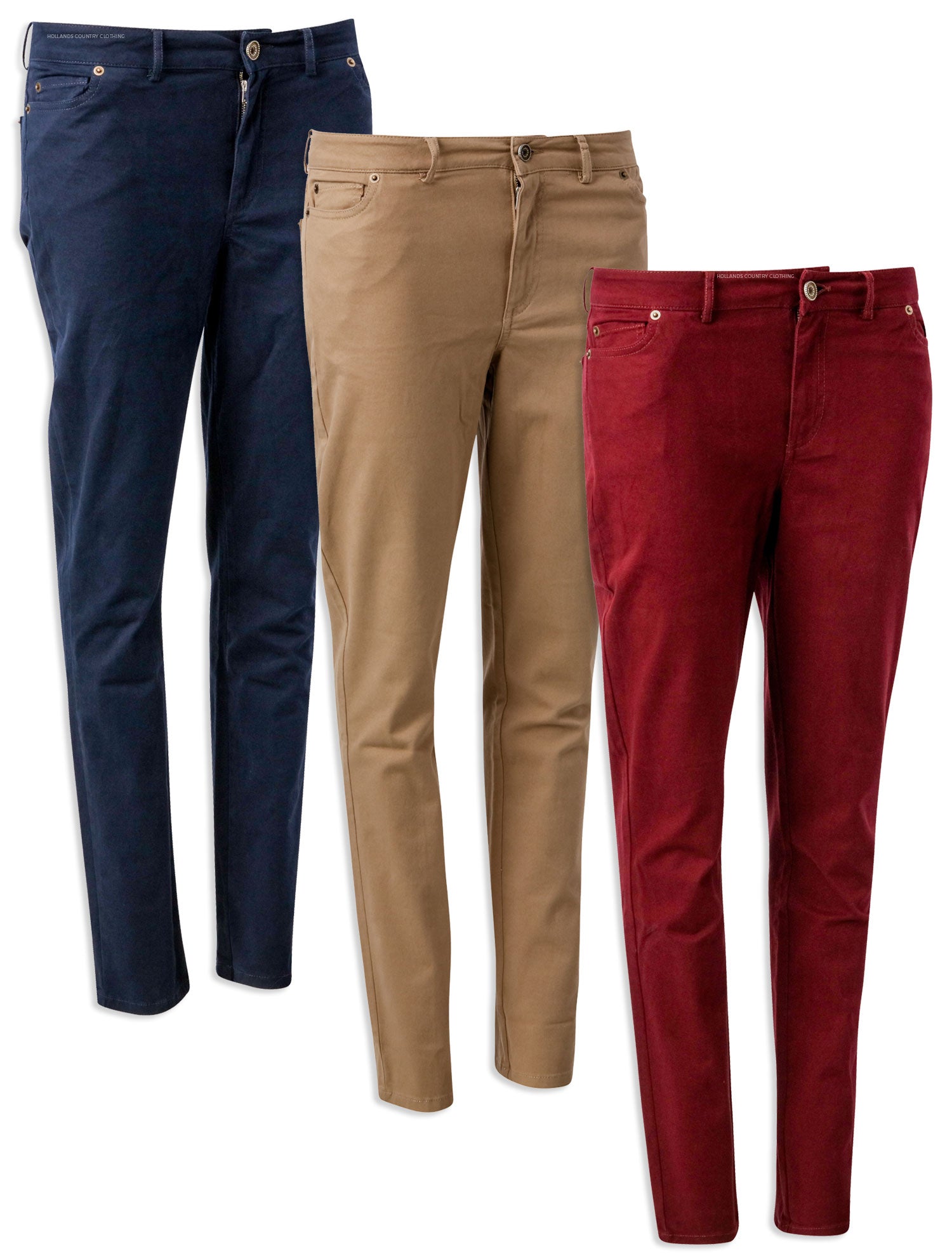 Hartwell Melanie Cotton Trousers | Navy, Beige & Burgundy