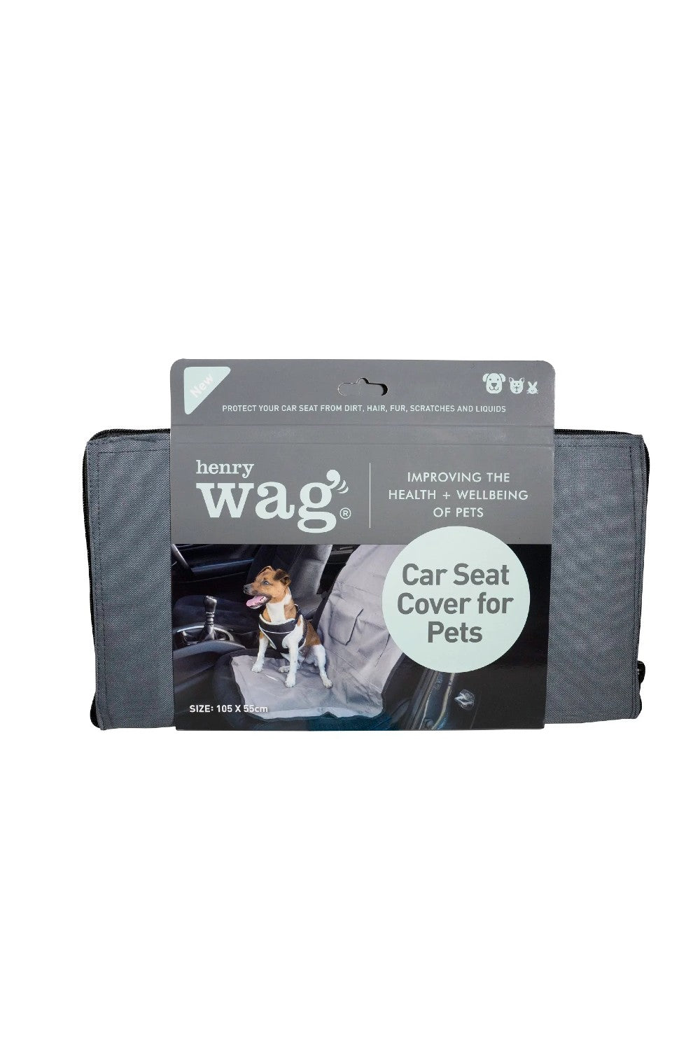 Henry Wag Single Car Seat Cover In Grey/Black