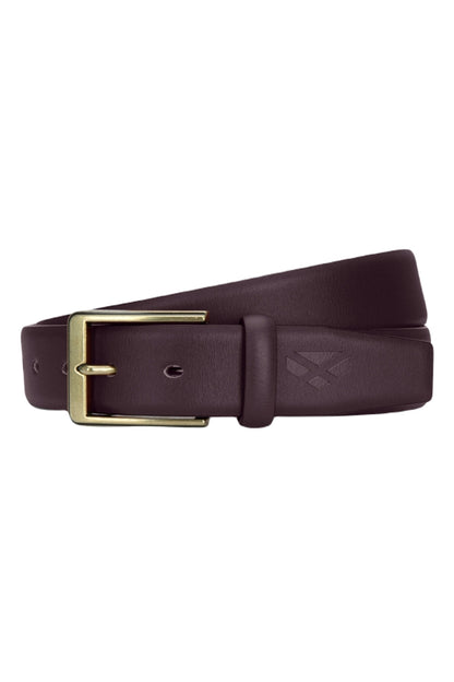 ﻿Hoggs of Fife Feather Edge Leather 35mm Belt in Dark Brown 