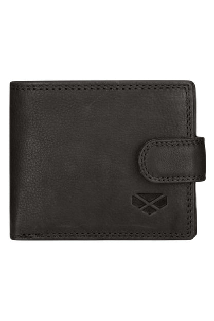 Hoggs of Fife Monarch Leather Coin Wallet with Tab in Black 