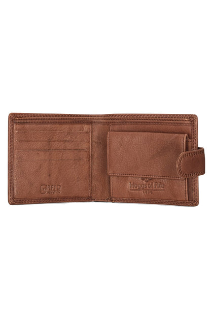 Hoggs of Fife Monarch Leather Coin Wallet with Tab in Hazelnut 