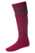 House Of Cheviot Chessboard Socks In Brick Red/Spruce