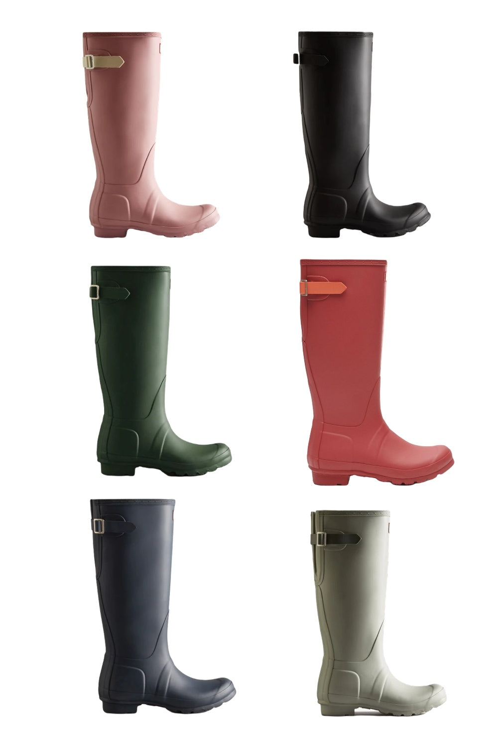 Hunter Womens Original Tall Back Adjustable Wellington Boots in Black, Glenmore Rose, Pink, Hunter Green, Navy and Grey