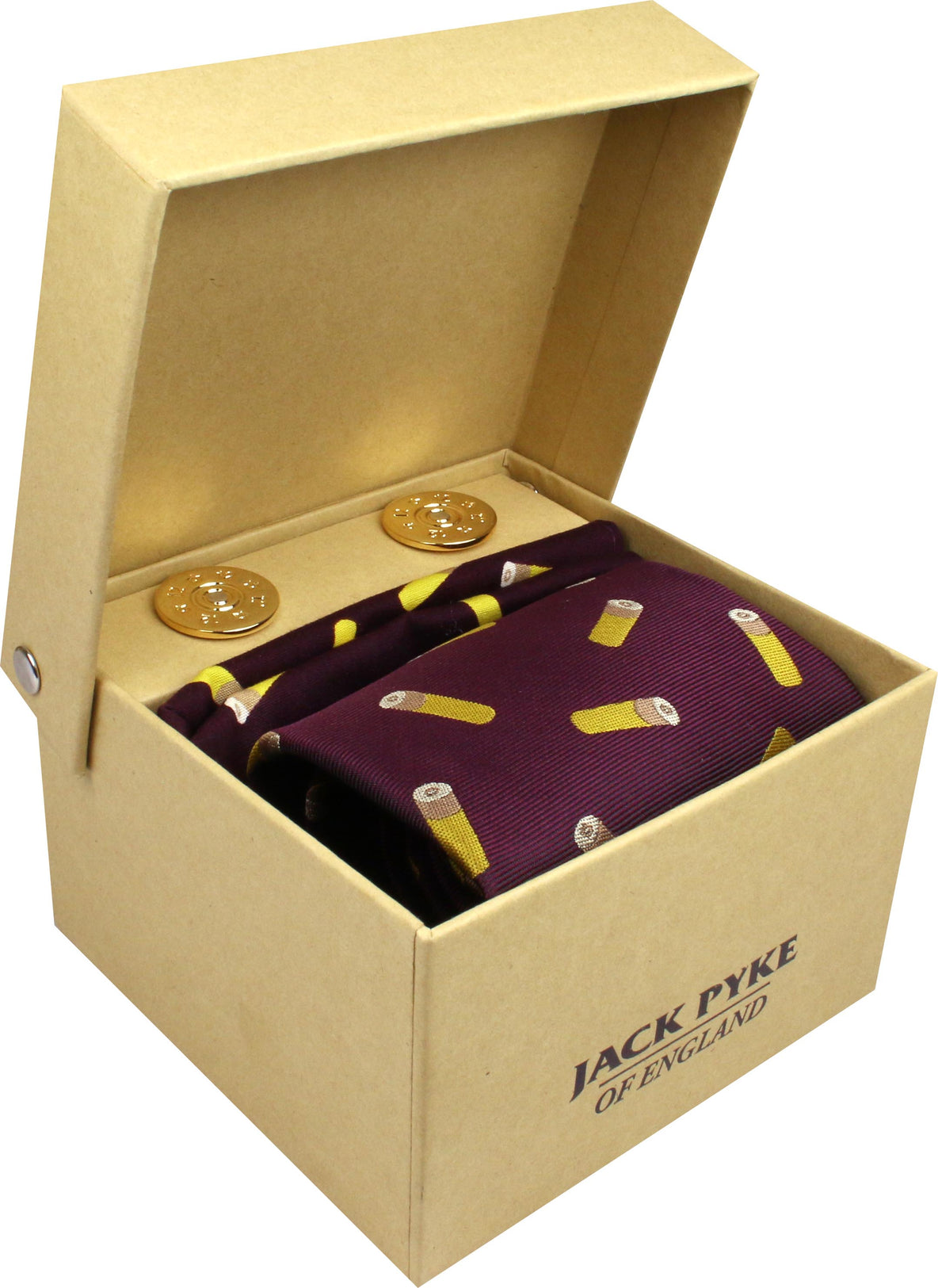 Jack Pyke Tie, Hanky and Cufflinks Gift Set Cartridge in Green in Wine 
