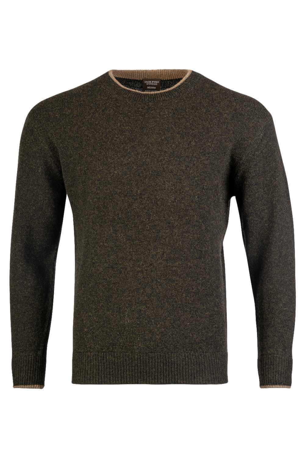Jack Pyke Ashcombe Lambswool Crewknit Pullover- Dark Olive