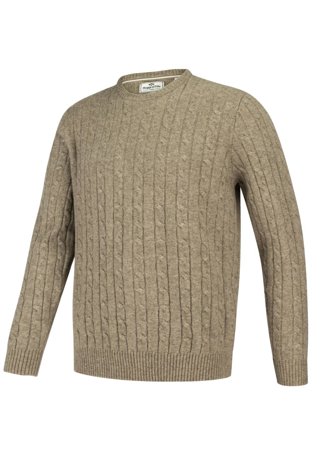 Jedburgh Crew Neck Cable Pullover in Oatmeal 
