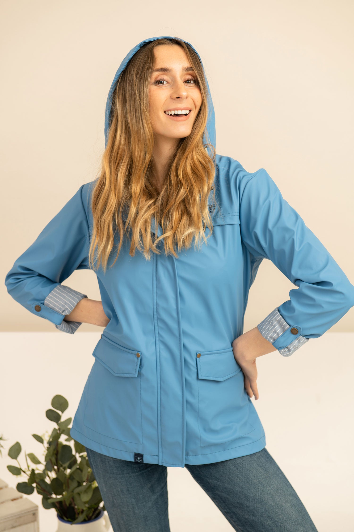 Marine Blue Lighthouse Bowline Short Rubberised Jacket