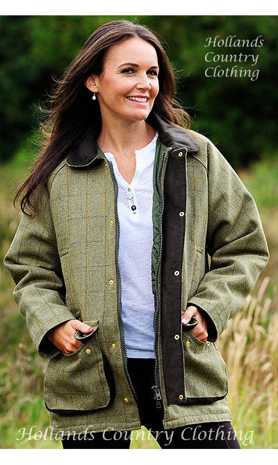 woman wearing bronte Classic Country Tweed Field Shooting jacket