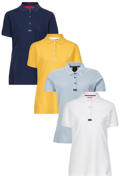 Musto Ladies Essential Pique Polo Shirt In Navy, Essential Yellow, Good Grey and White