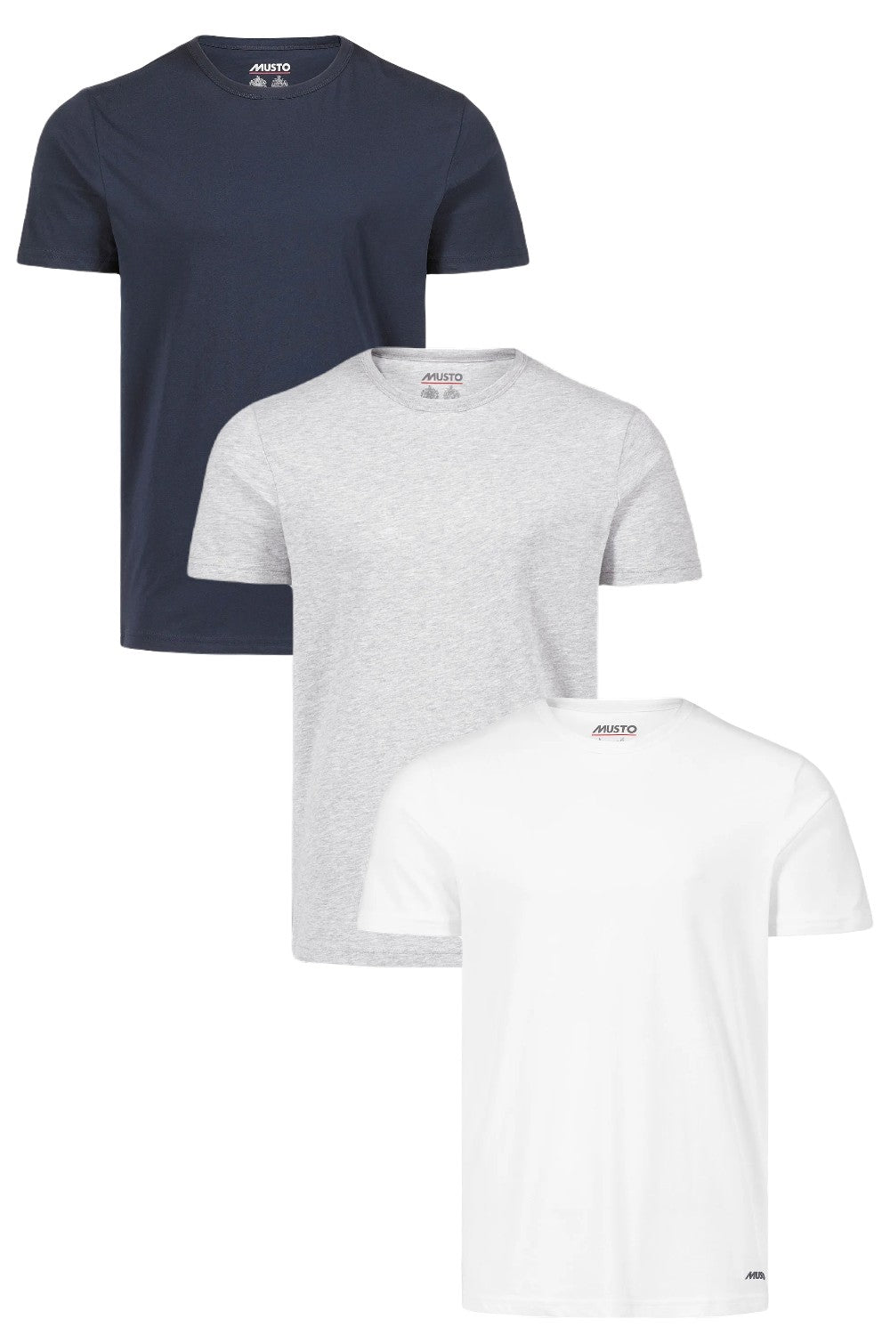 Musto Mens Essentials T-Shirt In Navy, Grey Melange and White