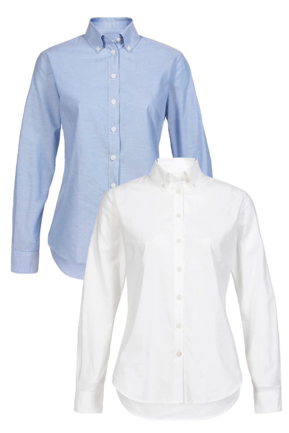 Musto Womens Essential Long Sleeve Oxford Shirt In Pale Blue and White