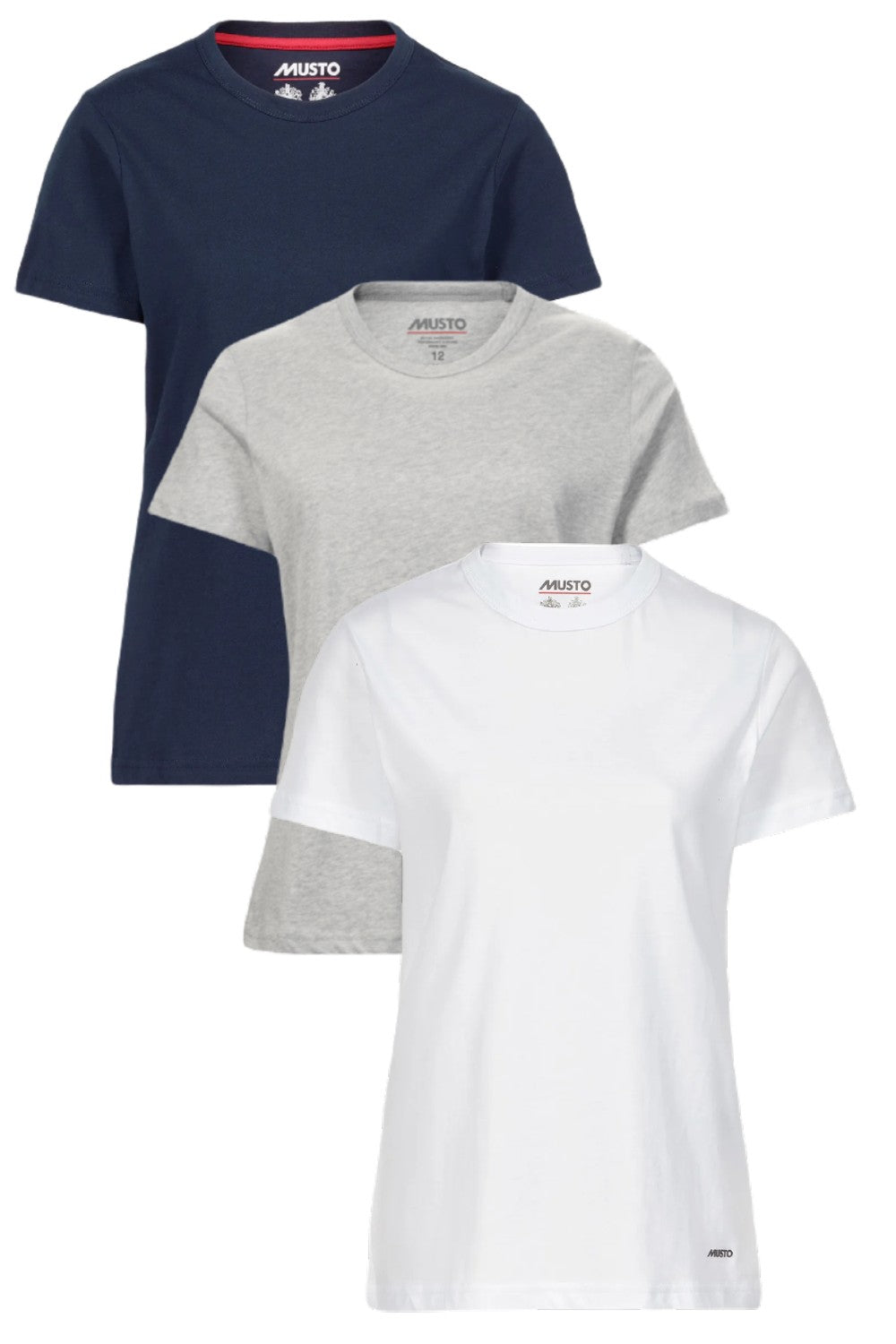 Musto Womens Essentials T-Shirt In Navy, Grey Melange and White